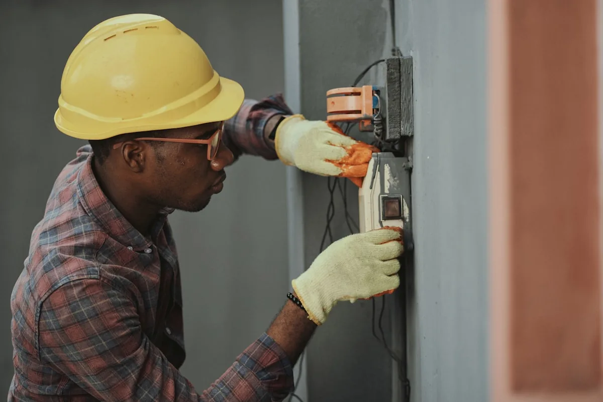 Forklift operator following safety protocols